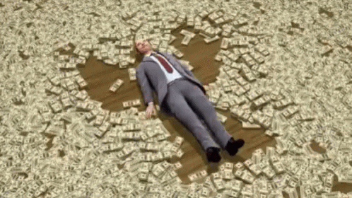 swimming in cash gif
